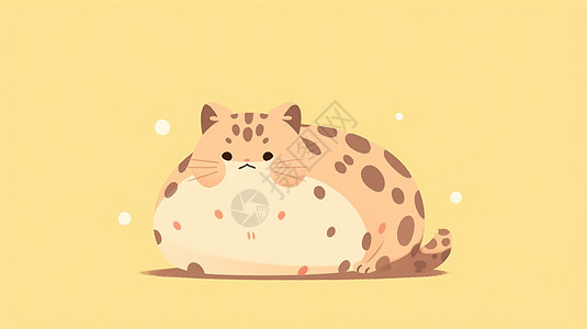 肥胖可爱的黄色卡通豹子趴着图片