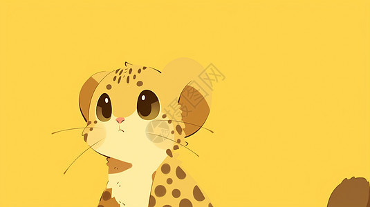 抬头向上看的呆萌可爱的卡通小豹子图片