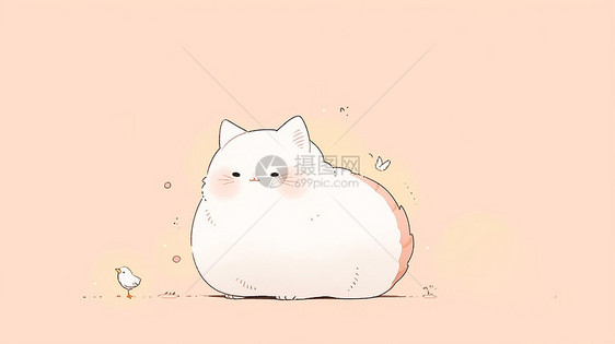 肥胖可爱的白色卡通猫图片