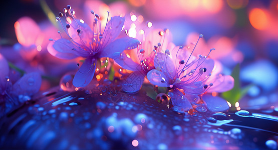 盛开的紫色漂亮卡通花朵图片