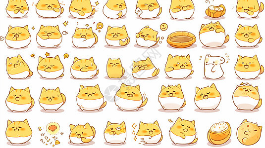 可爱的卡通橘猫各种动作与表情图片