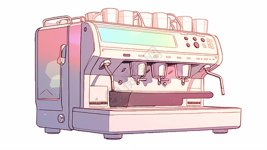 小清新炫彩漂亮的的浅色系卡通咖啡机图片