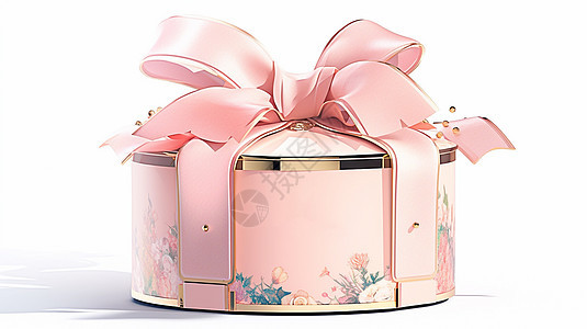 系着粉色蝴蝶结的漂亮卡通礼物盒图片