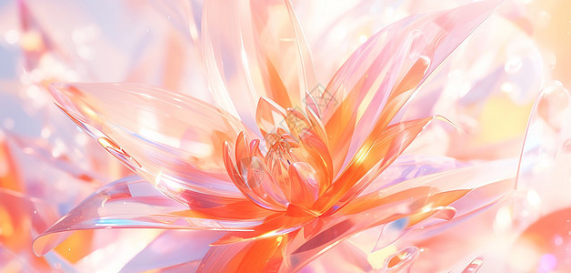 橙色透明花瓣超现实漂亮的卡通花朵图片
