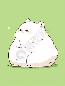 嫩绿色背景上一只可爱的卡通肥猫背景图片