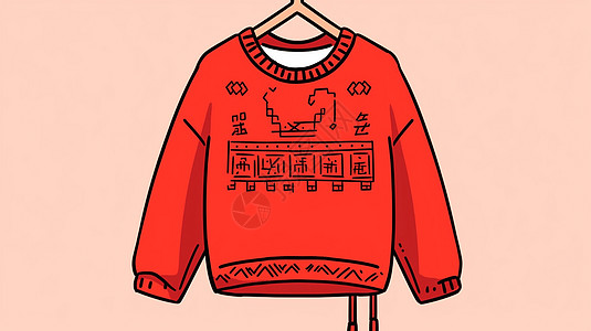 红色可爱的卡通毛衣背景图片