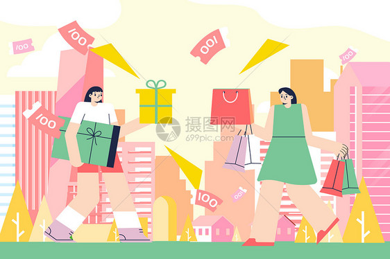 消费者权益日女孩城市购物图片