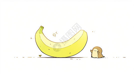 简约可爱的卡通小香蕉与小精灵图片