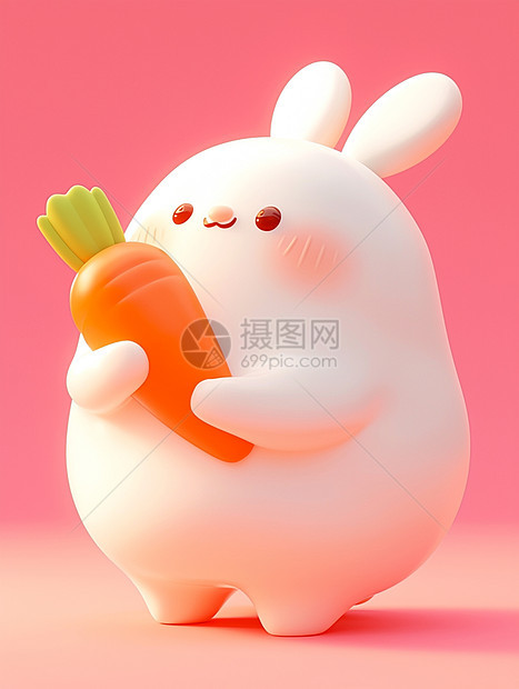 抱着胡萝卜可爱的卡通兔子图片