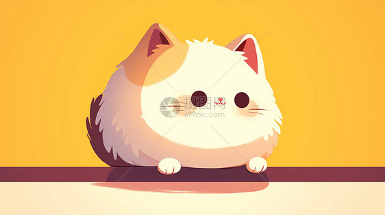 可爱的胖乎乎的卡通小猫插画图片