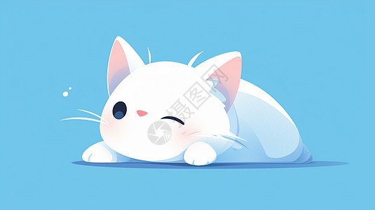 简约可爱的胖乎乎的小猫插画图片