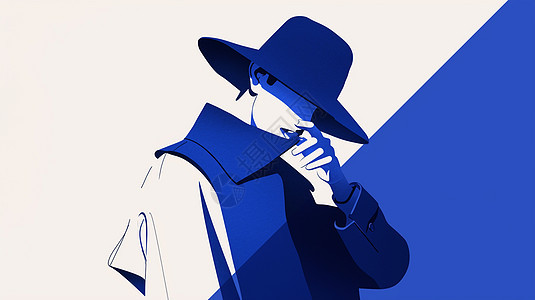戴着蓝色帽子时尚的扁平风卡通男人图片