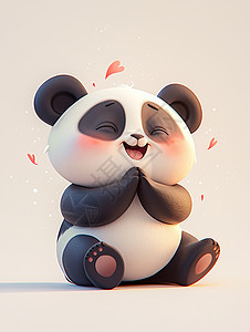 双手合一立体可爱的卡通熊猫图片