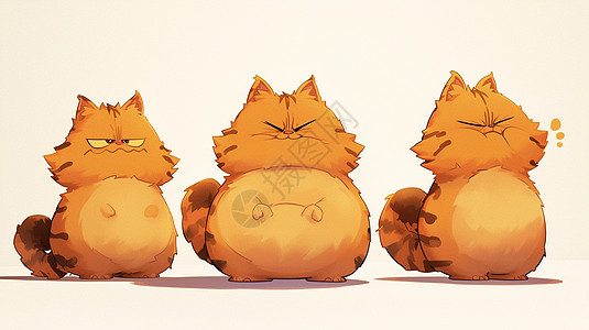 肥胖卡通黄色猫各种表情与动作图片