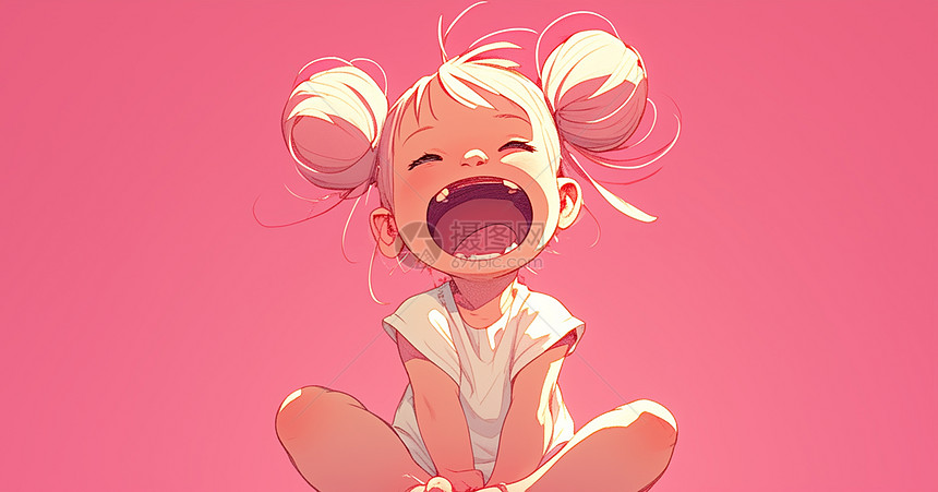 可爱的卡通小女孩开心笑图片