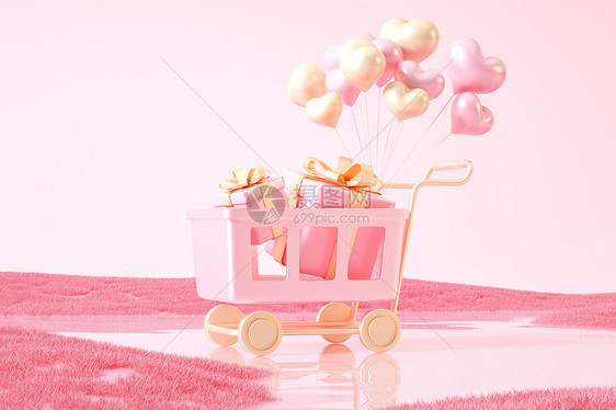 粉色购物车背景图片