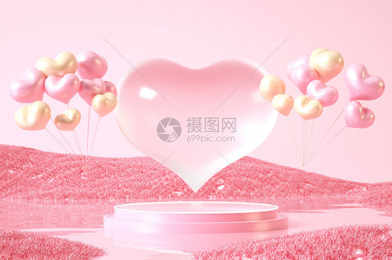 粉色水面气球展台图片
