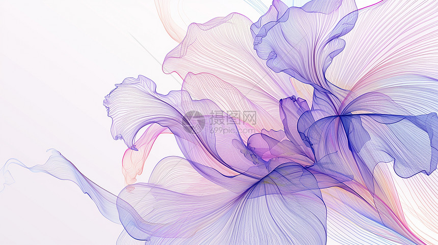 紫色浪漫透明花瓣的卡通花朵图片