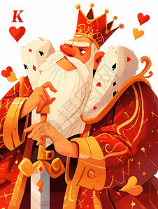戴皇冠的卡通长胡子国王背景图片