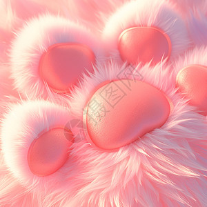 毛茸茸软软可爱的粉色卡通毛爪图片