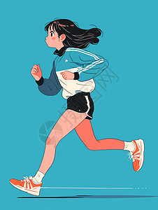 在跑步青春靓丽的卡通女孩图片