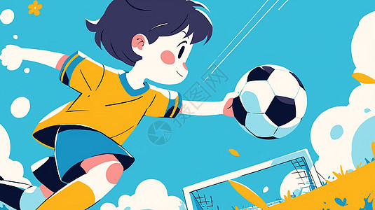 踢足球的卡通小男孩图片