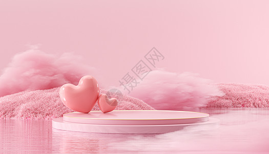 女神节宣传38粉色爱心创意背景设计图片