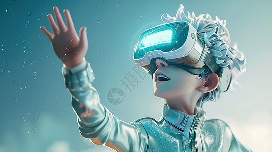一个潮流带着VR眼镜的男孩图片