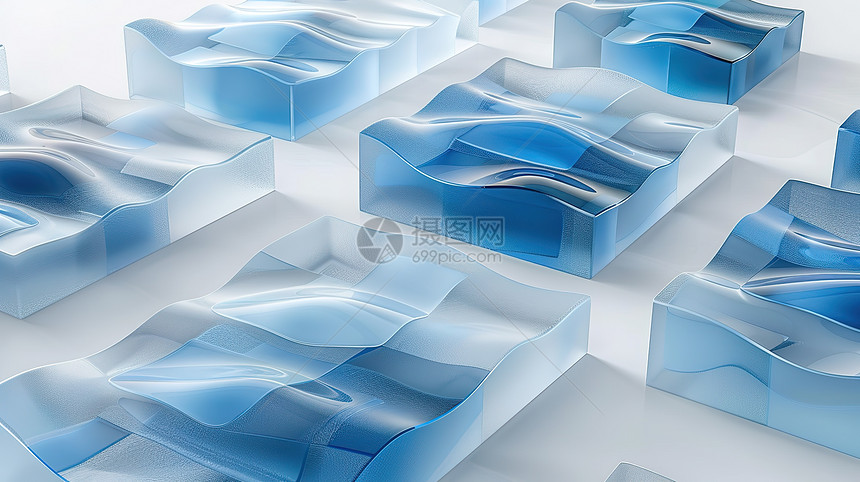 科技感的3D透明起伏的方形平台图片