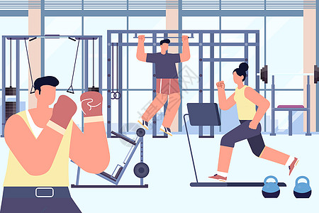 健身房锻炼身体插画图片