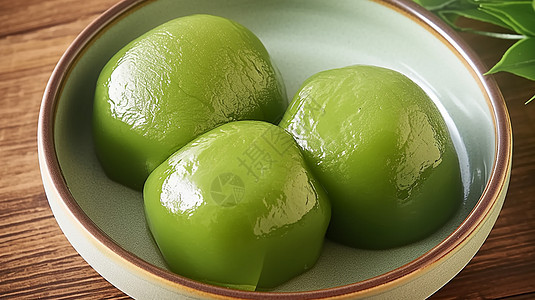 一大碗绿色美味的清明节青团图片