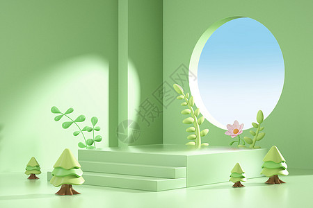 绿色植物展台设计图片
