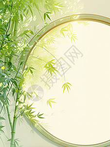 嫩绿色美丽的卡通竹林图片