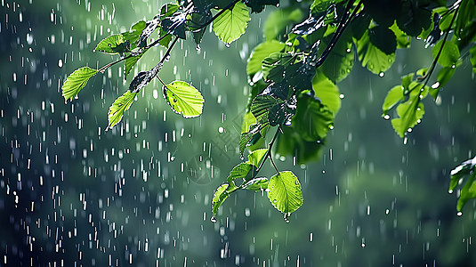 雨滴psd春季下雨天插画