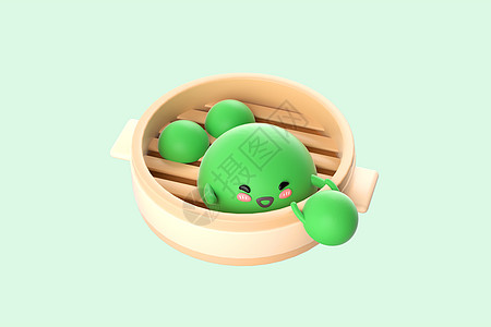 清明c4d立体卡通青团3d插画插画