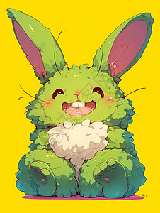 绿色可爱的卡通兔子图片
