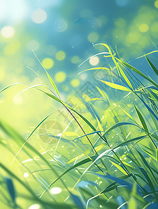 嫩绿色的草丛卡通背景图片