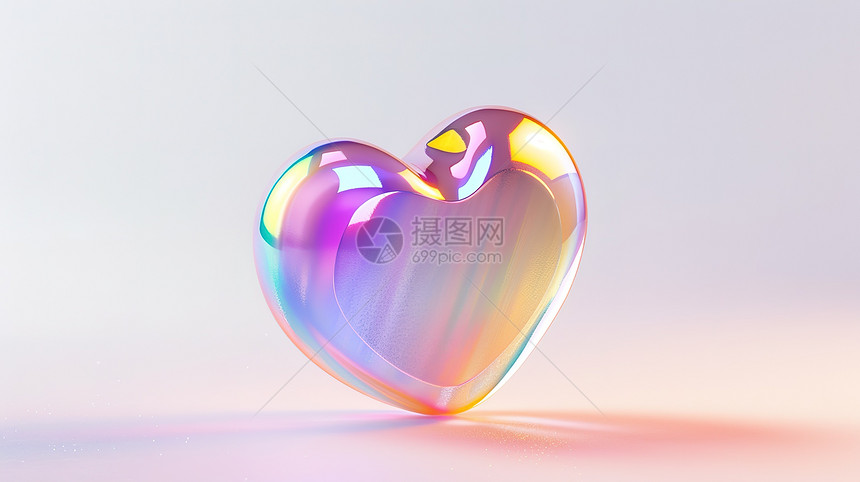 3D爱心炫彩彩虹色图标图片