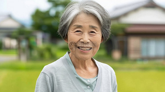 花白头发面带微笑慈眉善目的老奶奶图片