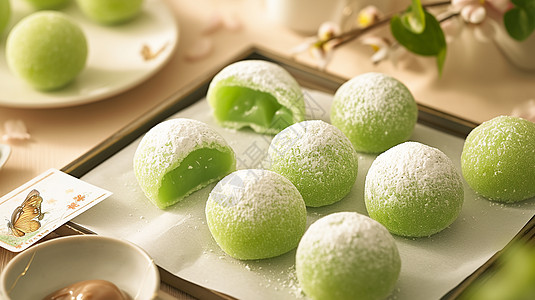 清明节传统美食青团绿色圆圆的高清图片