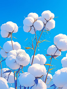 蓝天白云下一大片唯美的卡通棉花园图片
