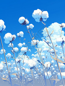 蓝天白云下唯美的卡通棉花园图片