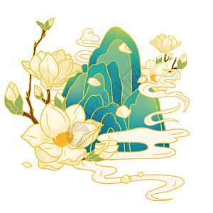 绿色可爱白花植物春天插画人物元素高清图片