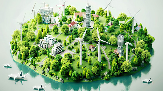 新能源风车3D背景图片