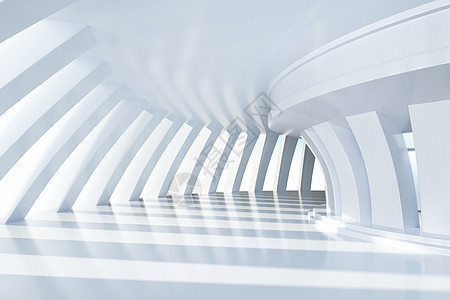 3D立体白色简洁建筑空间场景图片