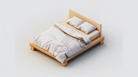 卡通卧室床3D图标图片