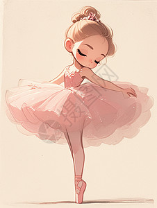 穿蓬蓬裙跳舞的可爱卡通小女孩图片