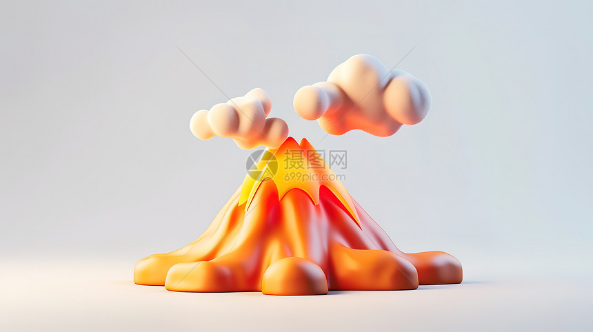 立体火山3D图标图片