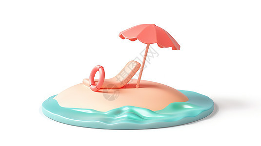 夏天沙滩躺椅3D图标图片