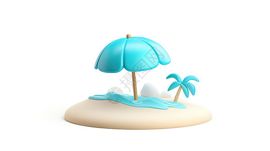 夏天沙滩躺椅3D立体图标图片